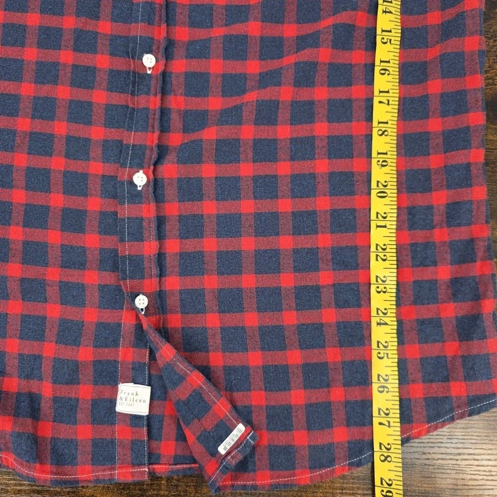 Frank‎ & Eileen Luke Flannel Shirt Red Blue Plaid Button Down Casual Size Large